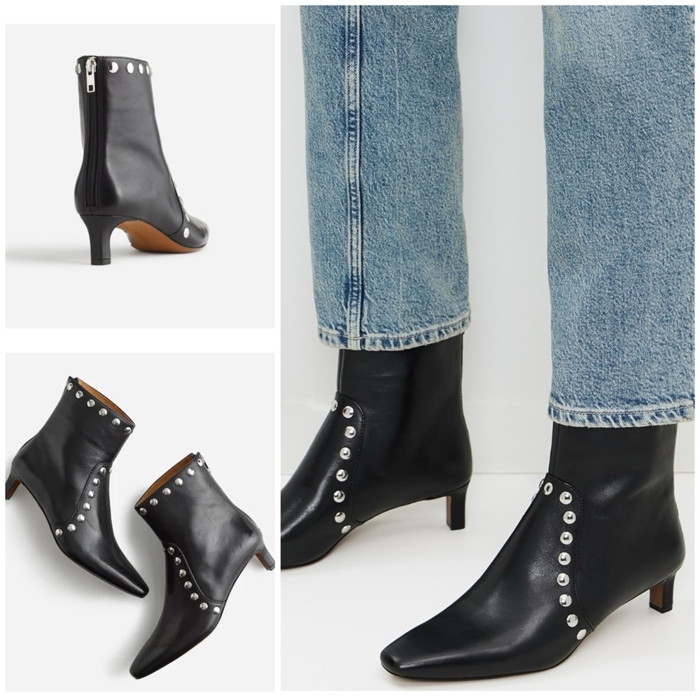 NEW Madewell The Dimes Studs Studded Leather Kitten-Heel Ankle Booties Boots 6